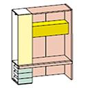 [2QG3BT128-183Q 3AN0008300001 WARDROBE WITH HOME OFFICE] WARDROBE WITH HOME OFFICE NOCE MORO