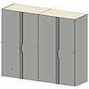 [2QG3BT019-3] COMPONGO WARDROBE GRIGIO SETA 4D 185*55*245