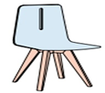 [2CJSD002 - 17] ANDY CHAIR WITH WOODEN LEGS