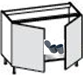 [2XGBA160 3PACC00012 3XGBA0C16001126] LINOSA DARK SINK BASE UNIT WITH 2 DOORS AND A BIN 90*56.3*75